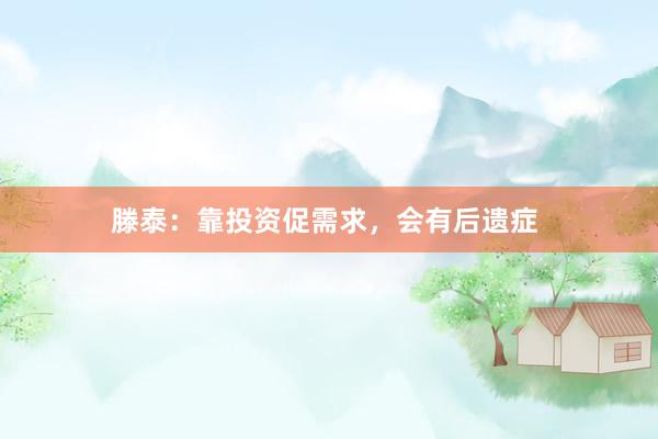 滕泰：靠投资促需求，会有后遗症 